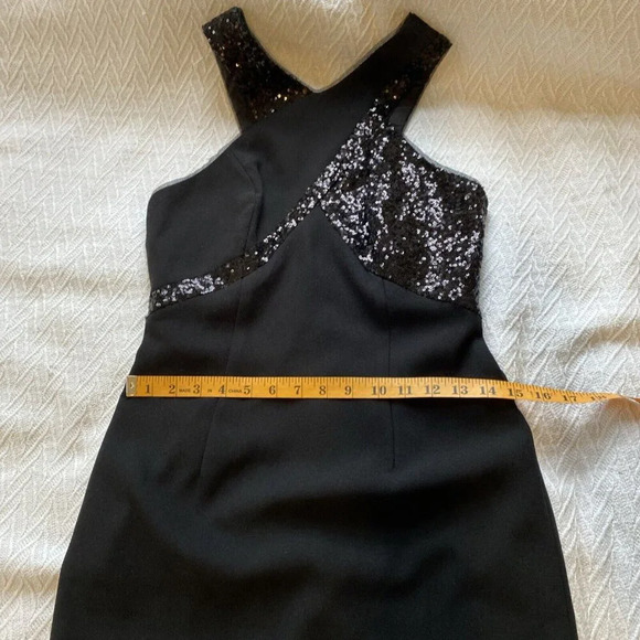 Aidan Mattox Black Maxi Dress Long Halter Sequins Side Slit Elegant Y2K Formal - Picture 13 of 16